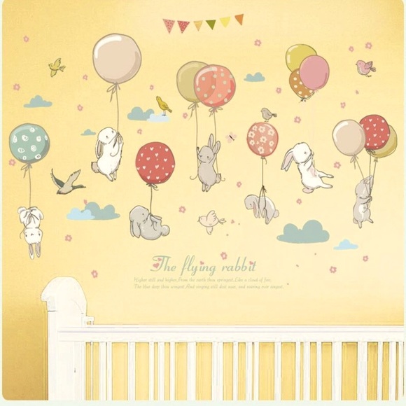 2/$10 BOGO Vinyl Wall Decals Bunnies & Balloons Kids Room or Baby’s Nursery - Picture 2 of 2